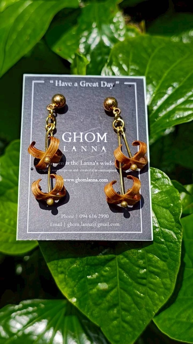 Dok Kan Phwng Raya Earring-2025 - 耳環/耳夾/耳骨夾 - 竹 金色