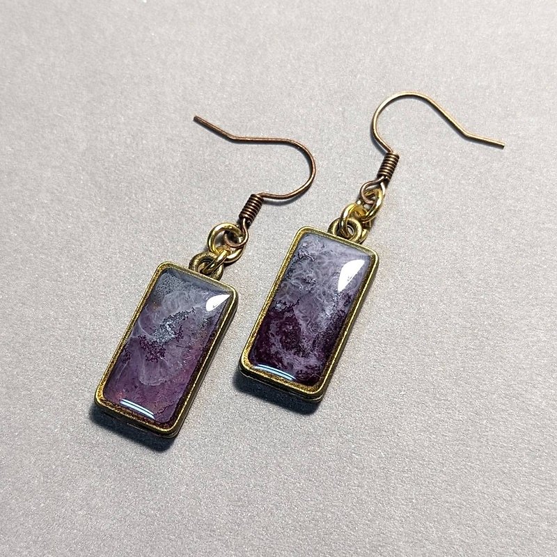 【Purple Smoke】Resin Earrings - Earrings & Clip-ons - Resin Purple
