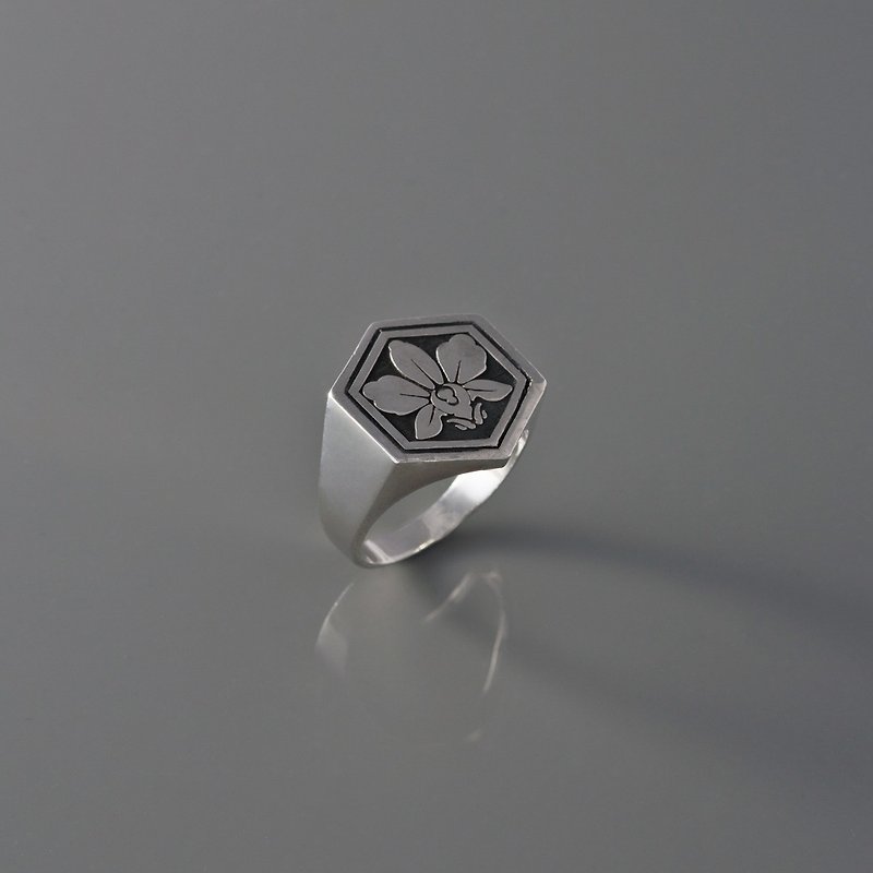 Frankness | 925 Sterling Silver Japanese Sakura Couple Ring - แหวนคู่ - โลหะ สีเงิน