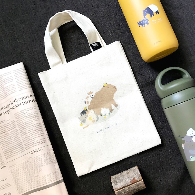 Bag | Delly Have A Cat capybara and cats canvas bag - Handbags & Totes - Other Materials 