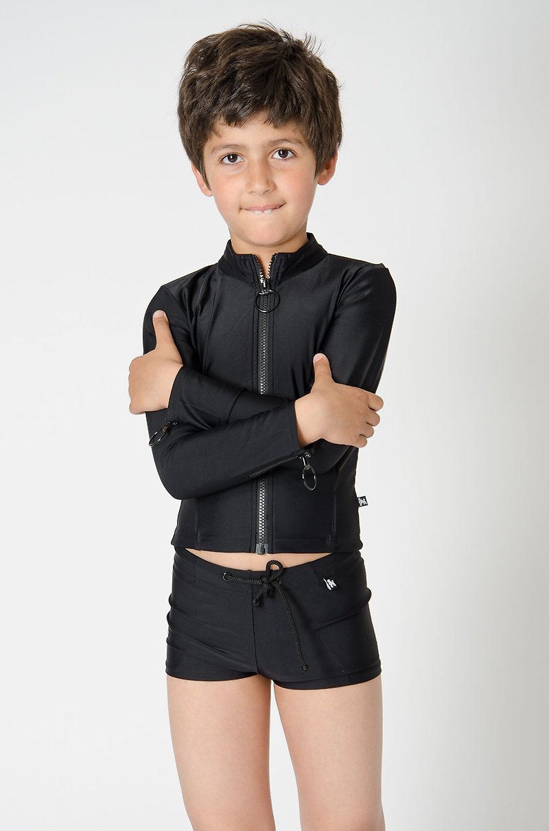 [Nordic children's clothing] Swedish children's boxer swim trunks and beach pants 7 to 8 years old (limited edition) black - Swimsuits & Swimming Accessories - Polyester Black