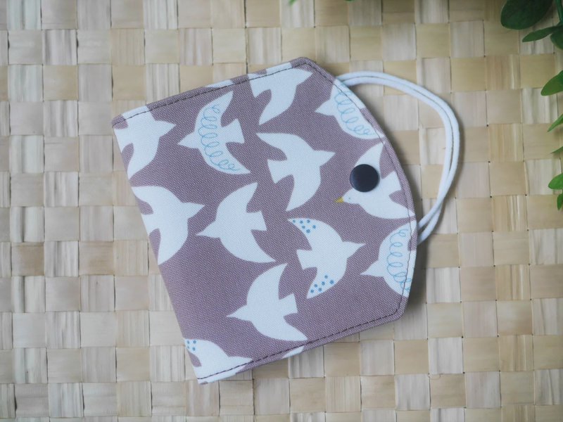 口罩暫存套/口罩收納套=日本布料=海鷗=可可(共4色) - 口罩/口罩收納套 - 棉．麻 