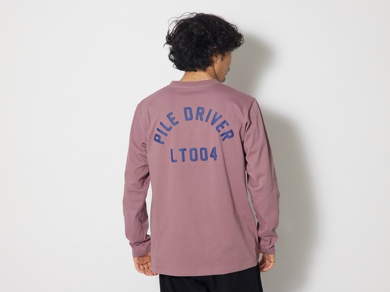 Pile Driver printed T-shirt (long sleeve) pink M - Men's T-Shirts & Tops - Cotton & Hemp Pink