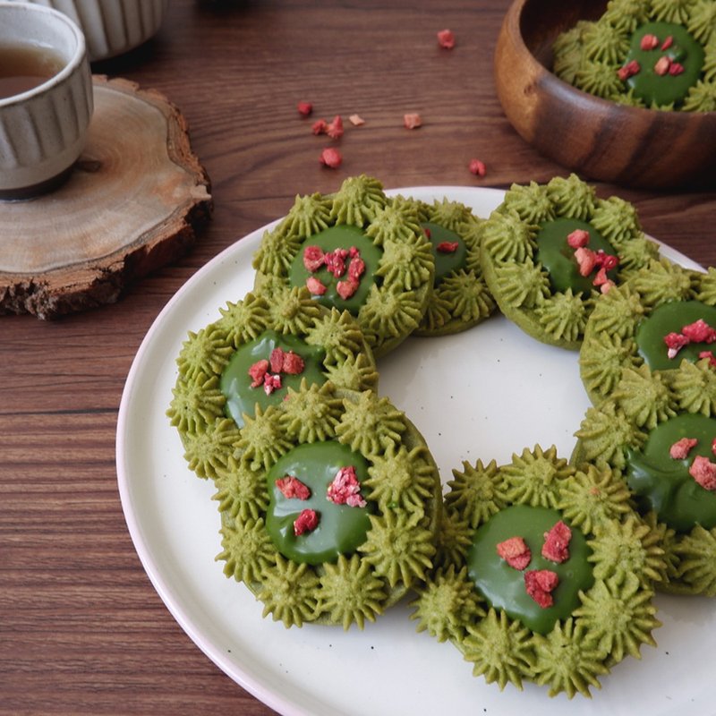 [Seasonal Limited] Matcha Wreath - 10 packs (box) - Handmade Cookies - Fresh Ingredients Green