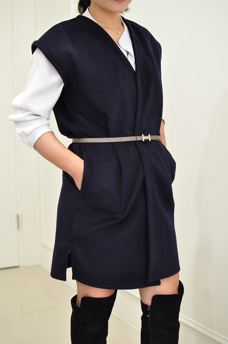 Flat 135 X 90% of Taiwanese designers fall prerequisite wool vest wool blazers with good English style blue vest husband modification of the second edition - Women's Vests - Wool Blue