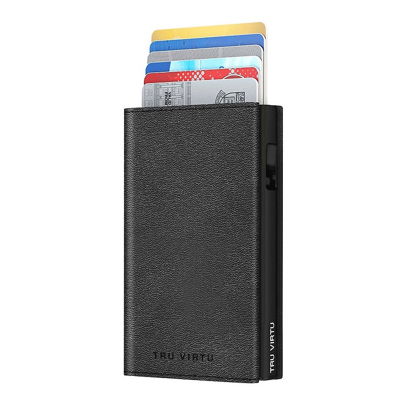 Tru Virtu RFID Smart Wallet Click and Slide Nappa Sleek - กระเป๋าสตางค์ - หนังแท้ สีดำ