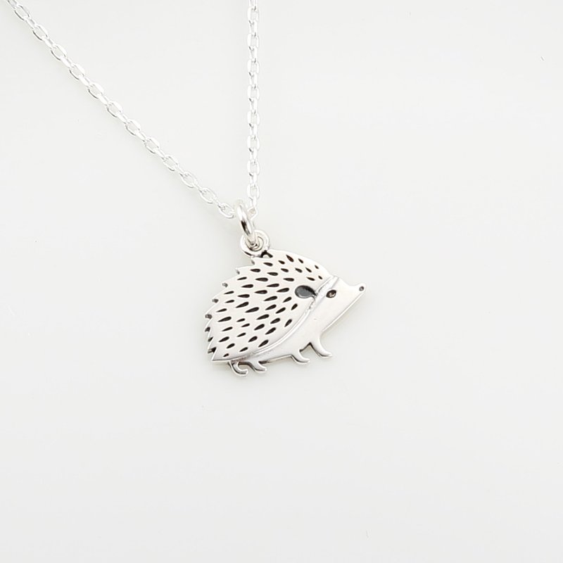 【Angel & Me】Cute Hedgehog s925 sterling silver necklace Valentine Day gift - Necklaces - Sterling Silver Silver