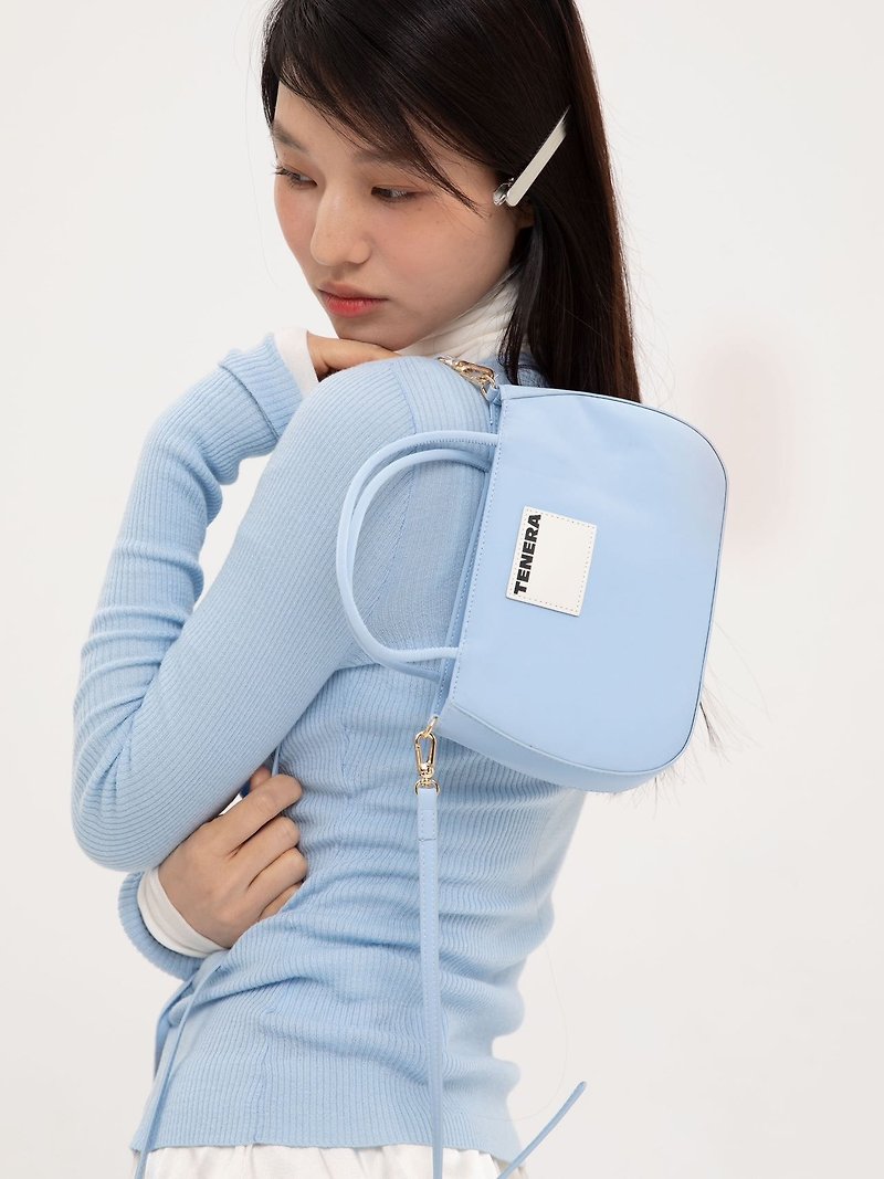 【TENERA】Environmentally friendly leather Jelly bag (baby blue) (Taiwan general agent original factory) - กระเป๋าถือ - เส้นใยสังเคราะห์ สีน้ำเงิน