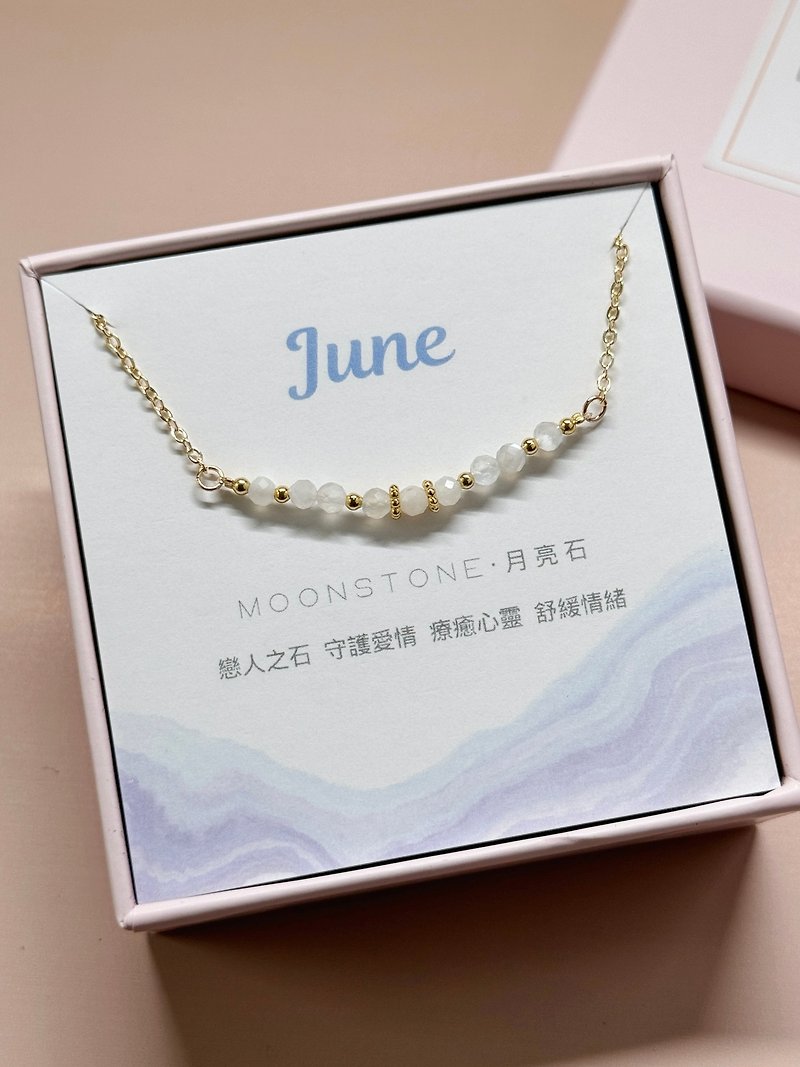 /Birthstone/June birthstone Stone Stone 14K gold plated necklace gift for besties and sisters - Necklaces - Crystal White