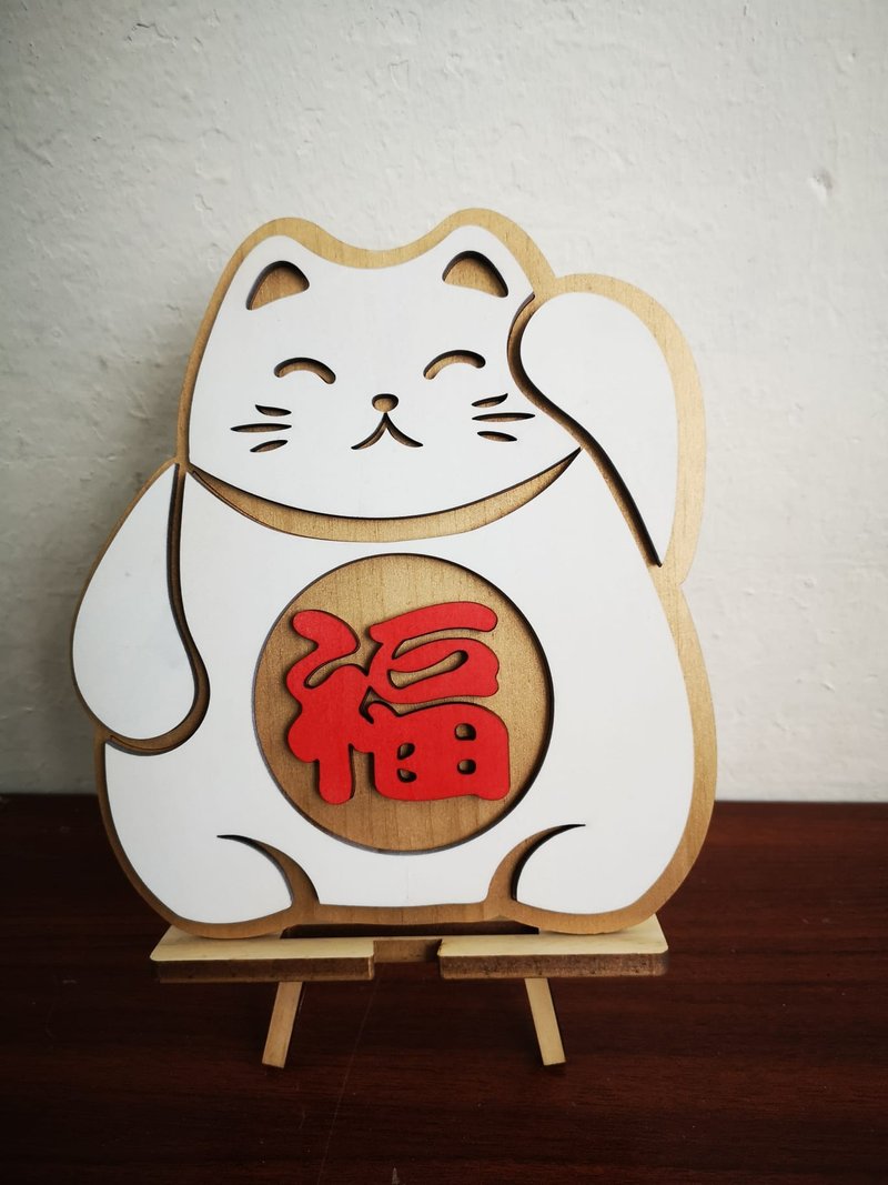 新年立體木揮春 日式招財貓款 可自選顏色 - 擺飾/家飾品 - 木頭 多色