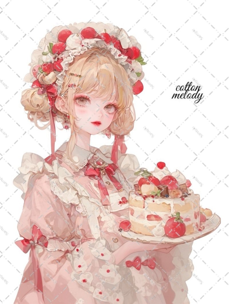 【限定】original sticker no.SB35 // nene様コラボ Patisserie Melody人物ステッカー cottonmelody - 貼紙 - 紙 