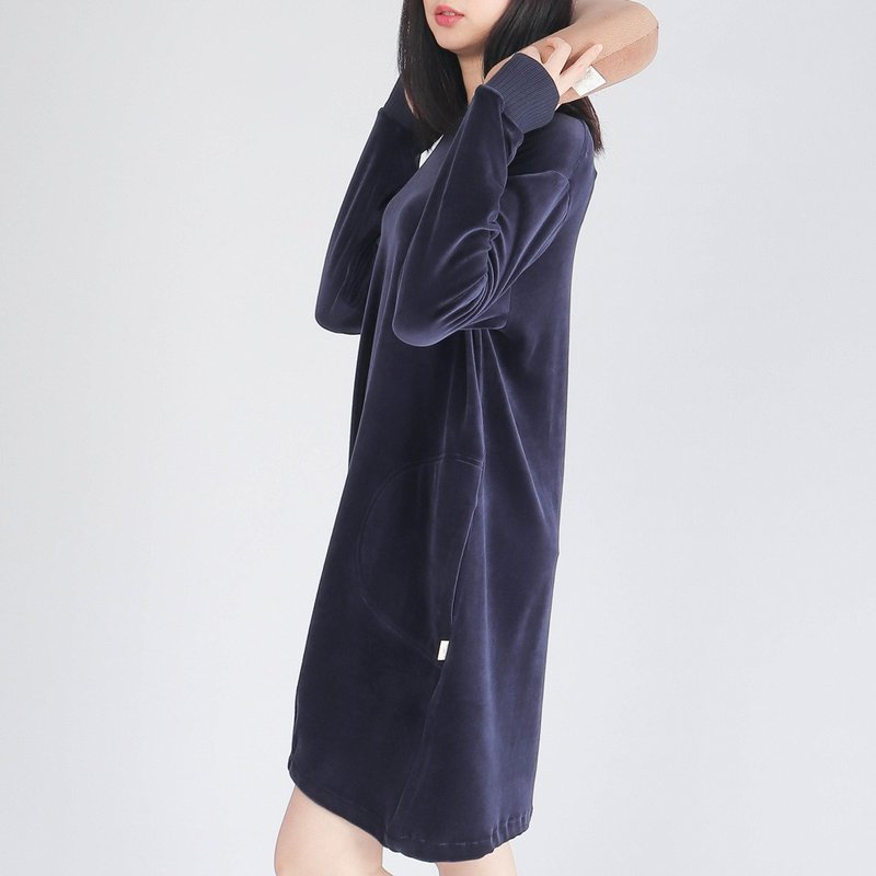 UMORFIL Collagen Coral Velvet One-piece Dress Homewear-Zhangqing - Loungewear & Sleepwear - Cotton & Hemp Blue