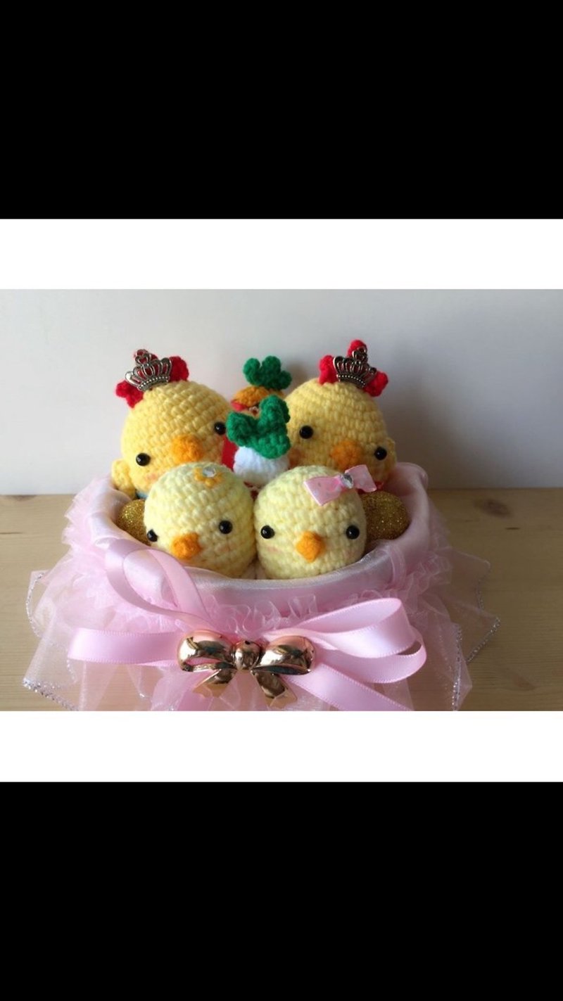 *Tweet Tweet Handmade Shop*Q Version~Leading Chicken (Pink Model) Marriage. Guining. Entering the House. Wedding Customs. Woolen Yarn - Other - Other Materials Pink