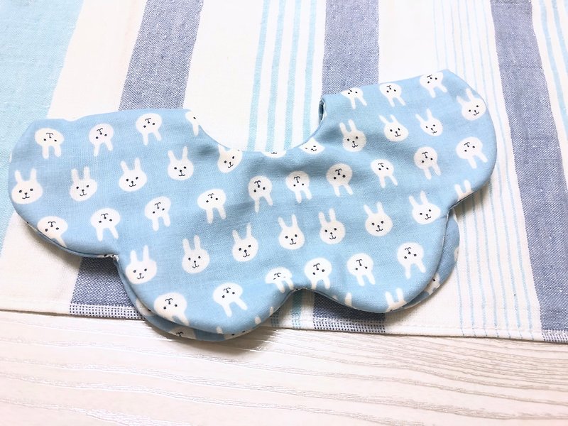 兔兔(淡藍)/日本八層紗三階段成長型圍兜.口水巾-雙面花瓣造型 - 嬰兒飾品 - 棉．麻 藍色