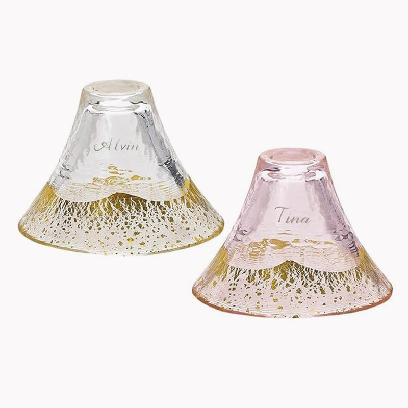 (一對價)【日本東洋佐佐木】櫻富士招福金箔清酒對杯 結婚對杯 - 酒杯/酒器 - 玻璃 金色