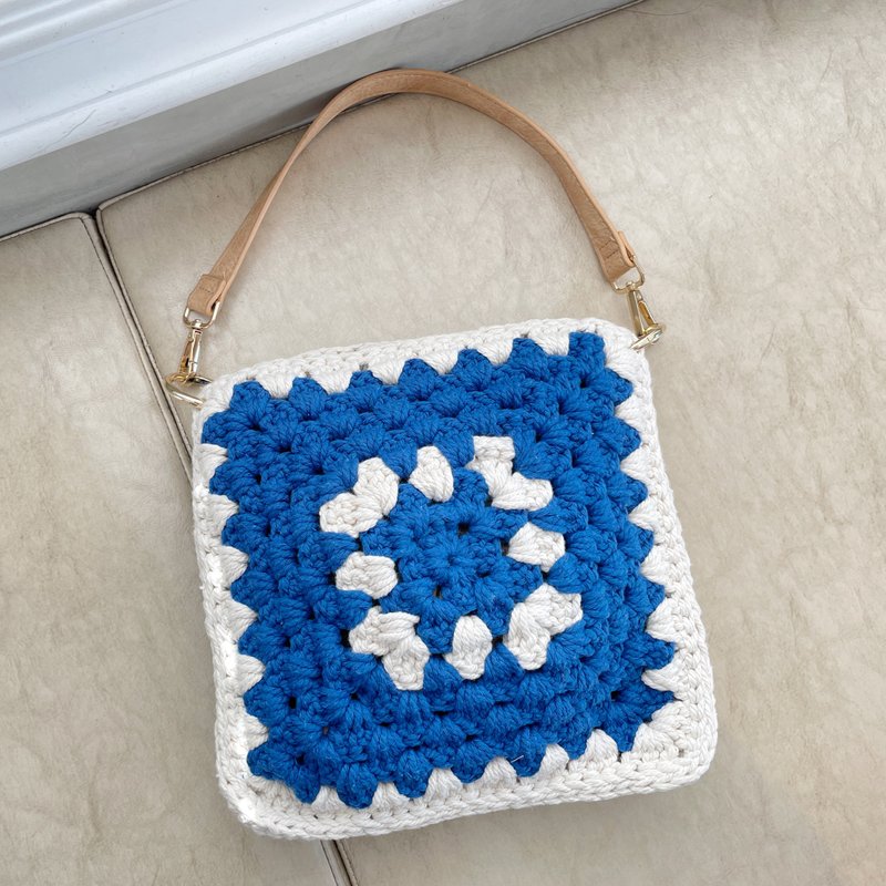 手工鉤織祖母方格腋下包【Crochet bag】 - 手提包/手提袋 - 棉．麻 
