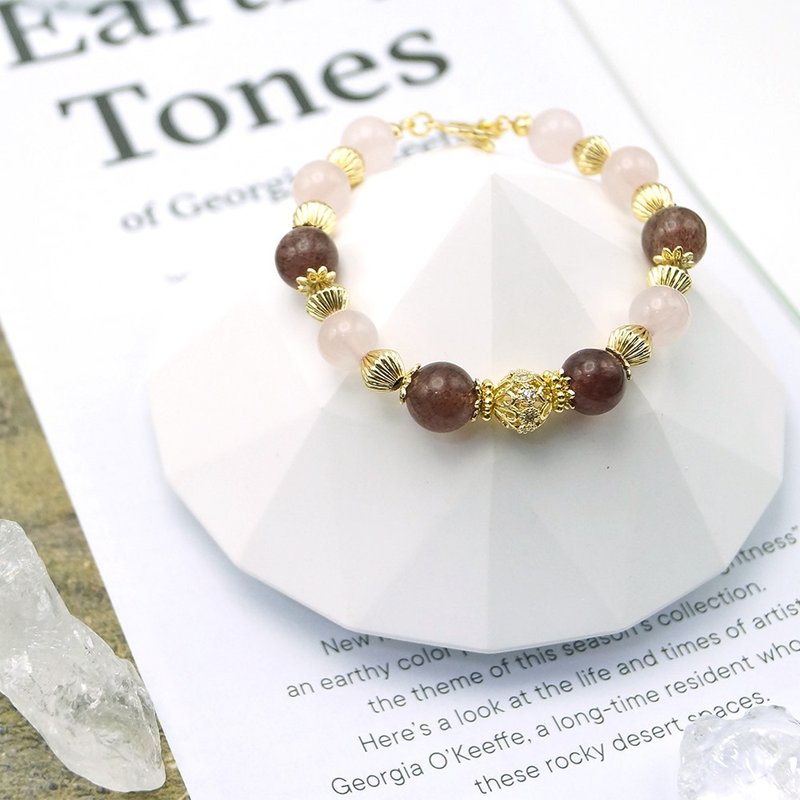 Updated 10/14. Surprise! Refurbished. Rose Quartz Strawberry Quartz Crystal Bracelet - สร้อยข้อมือ - คริสตัล สึชมพู