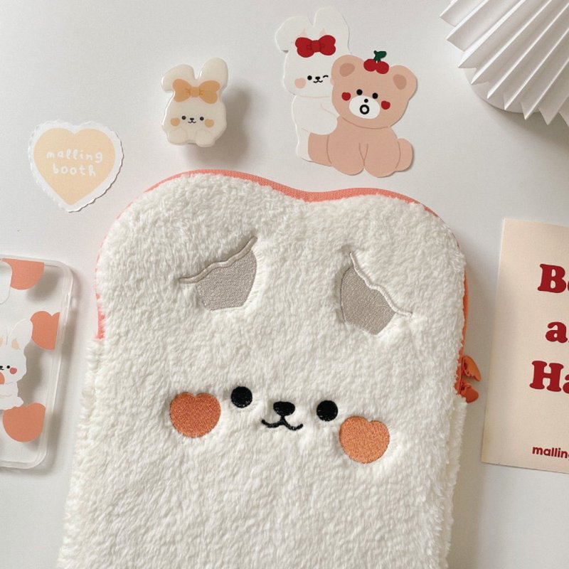 HATO Rabbit Plush Computer Case / Laptop Case / Storage Bag 10" 13" 15" - กระเป๋าแล็ปท็อป - ผ้าฝ้าย/ผ้าลินิน ขาว