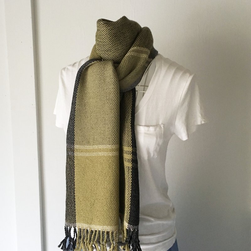 [Unisex Scarf] Green & Gray Mix - Scarves - Wool Green