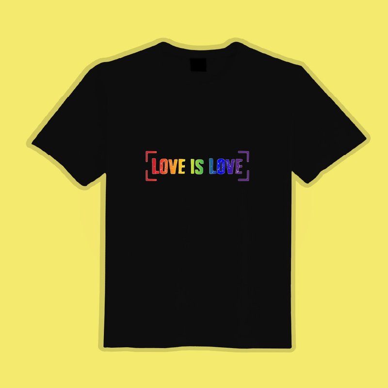 LOVE IS LOVE Rainbow Clothes T-shirt Black T Children's Clothes Pure Cotton Moisture-wicking Cool Clothes - เสื้อยืดผู้ชาย - ผ้าฝ้าย/ผ้าลินิน หลากหลายสี