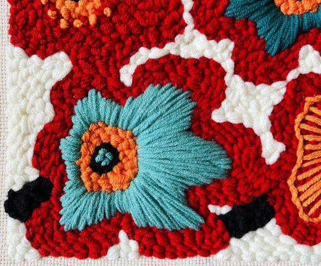 ポケ刺繍、手作り毛糸刺繍、装飾絵画、室内装飾絵画、織物吊り絵画