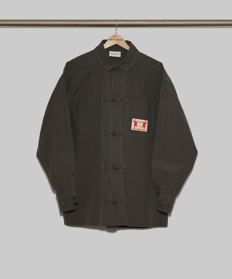 KUNG FU SHIRTS - CHARCOAL カンフーシャツ-チャコール - 女襯衫 - 尼龍 灰色