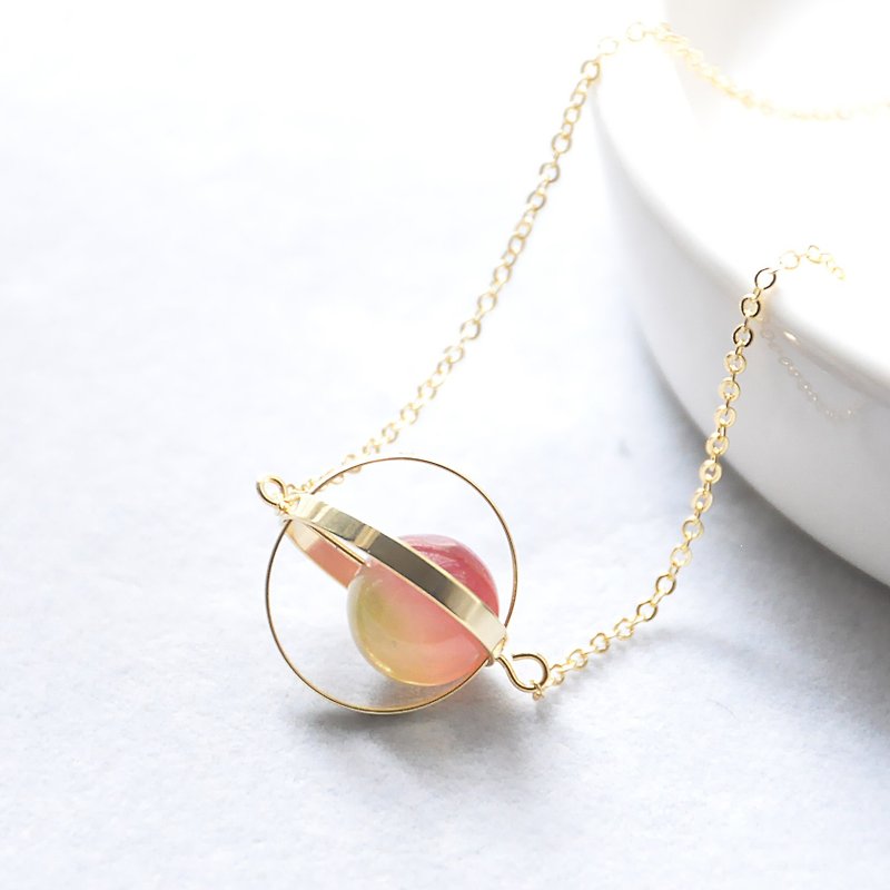 Symphony planet. universe. Golden ring. Watermelon green. Necklace Color-Shift Planet. Galaxy. Golden Ring. Tourmaline. Necklace. birthday present. Gifts for girlfriends. Sisters gift - Chokers - Gemstone Multicolor