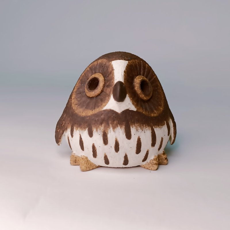 Mini Q version owl-brown eagle owl/ceramics/original - Items for Display - Pottery 