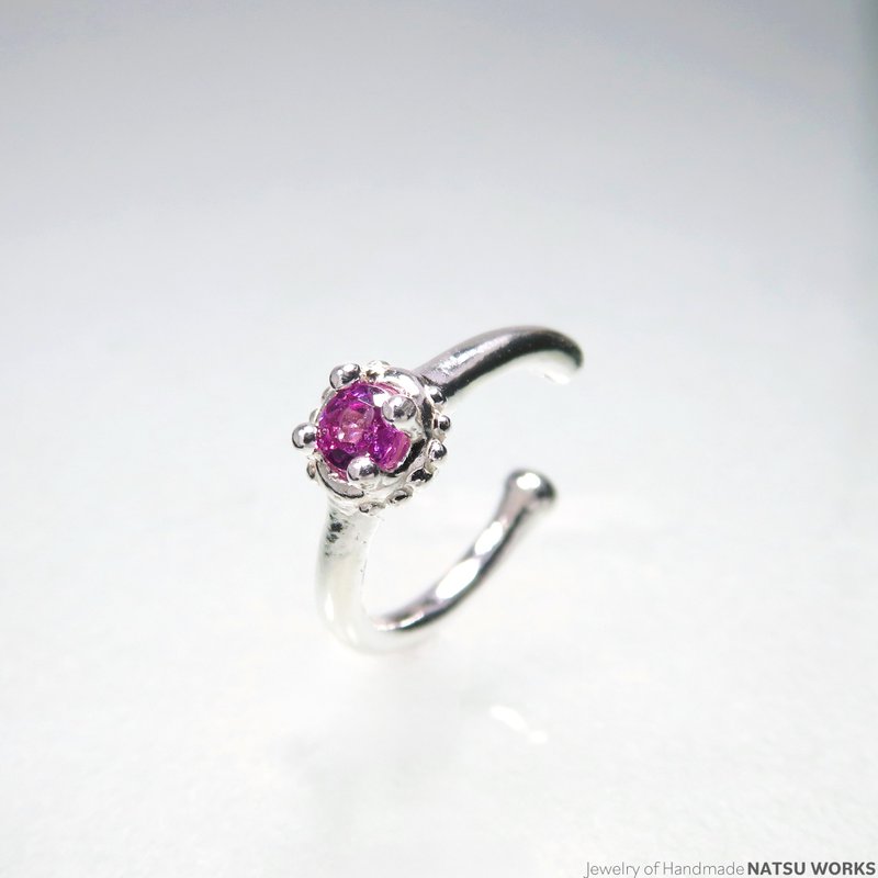 Rhodolite Garnet Ear Cuff - ต่างหู - เครื่องเพชรพลอย สึชมพู