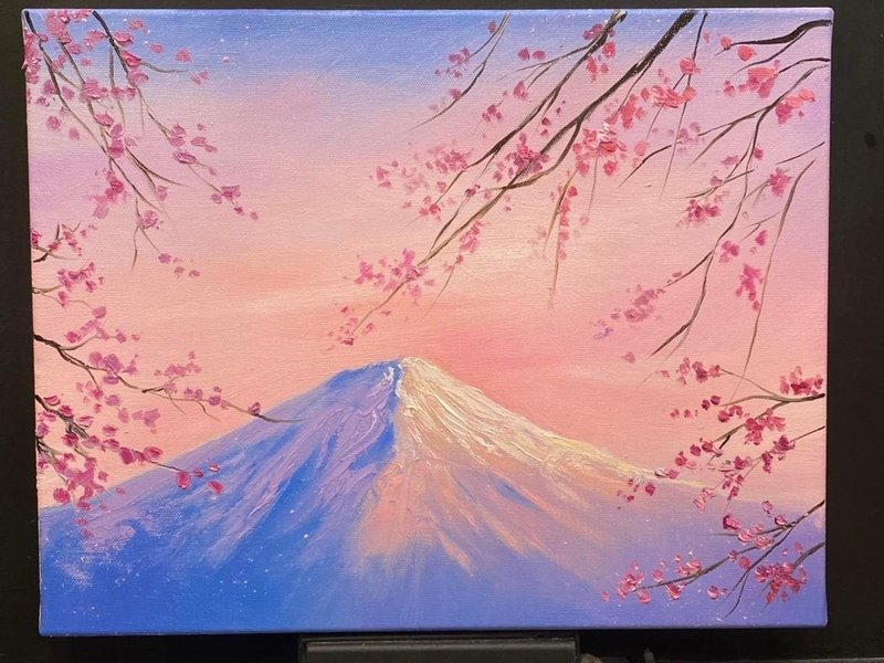 Activity painting experience--The style of cherry blossoms. Suitable for beginners. Reservations are available from Monday to Sunday. [Group of one person] - Illustration, Painting & Calligraphy - Cotton & Hemp 