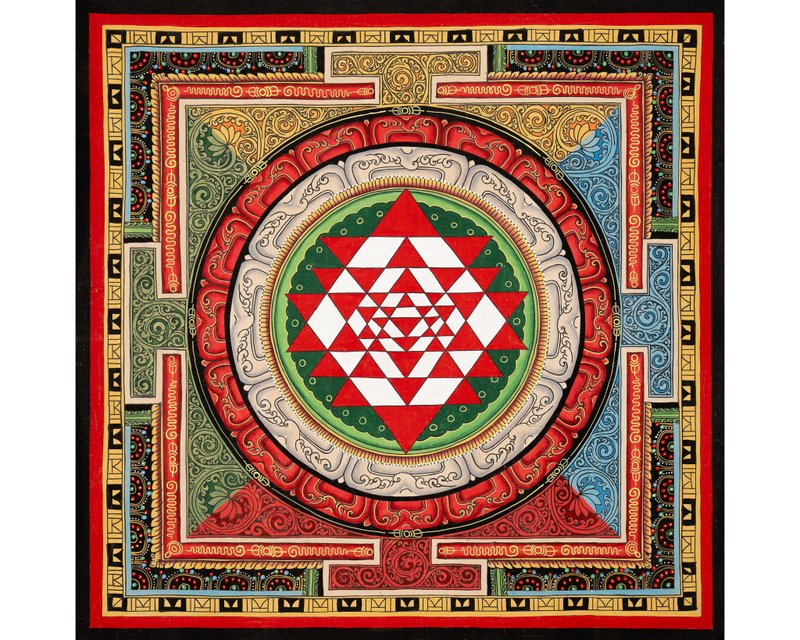 三摩耶曼陀羅唐卡 — 透過神聖幾何顯化豐盛 - 壁貼/牆壁裝飾 - 其他材質 多色