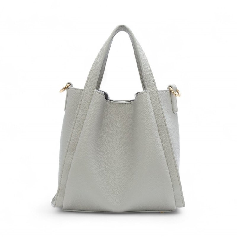 ANNA DOLLY small hand tote bag light gray - Handbags & Totes - Other Materials Gray