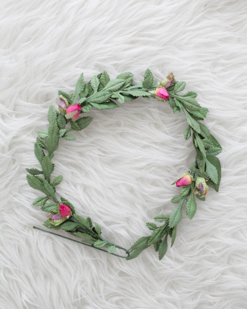 Thorn hills in pink Handmade Paper Flower Crown - Hair Accessories - Paper Pink