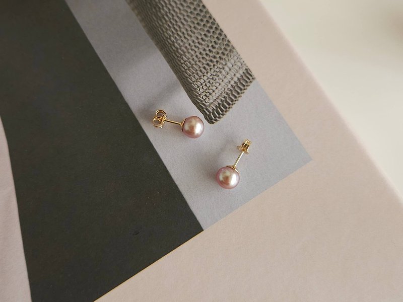 Lotus pink pearl earrings/14kgf/commuting/temperament/elegant - Earrings & Clip-ons - Pearl Pink