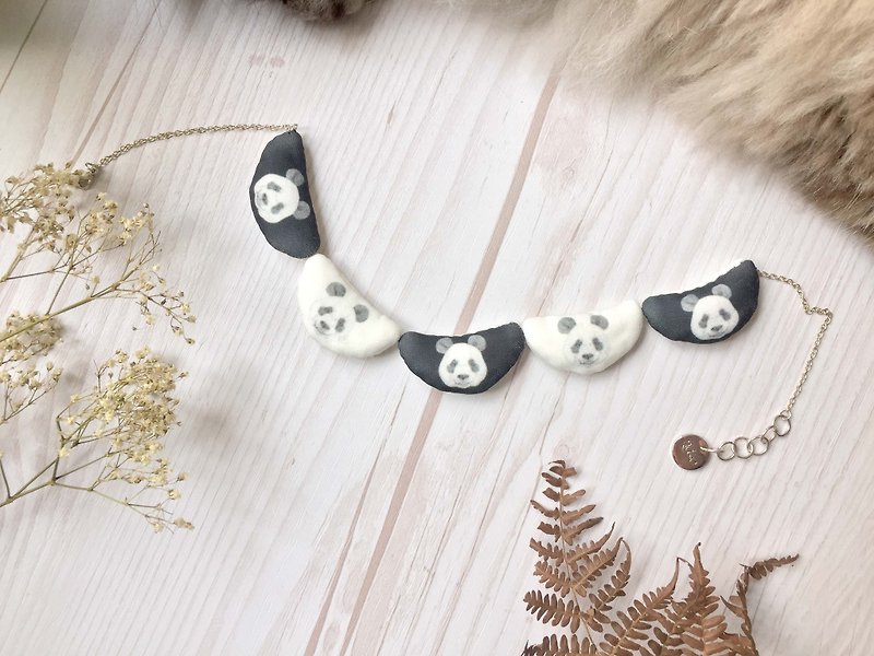 adc｜party animals｜necklace ｜panda - Necklaces - Polyester Black