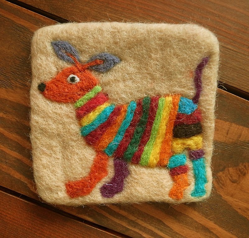 Cup coasters, Felt coasters　Animal_Deer - Coasters - Wool Multicolor
