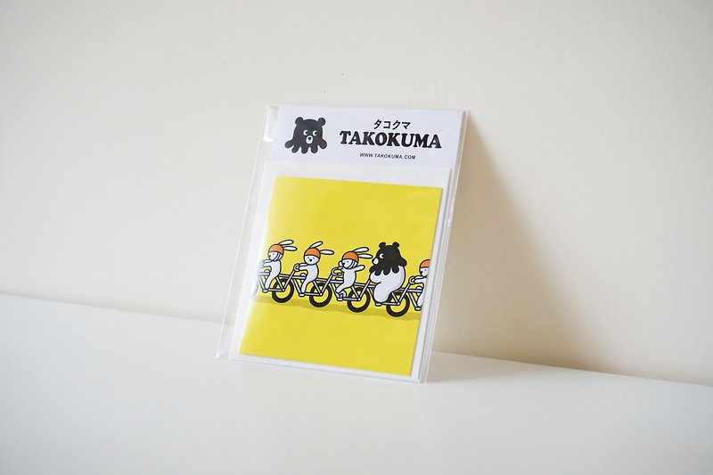 Octopus Bear Takokuma Square Small Card - Good Friends Car - Cards & Postcards - Paper Yellow