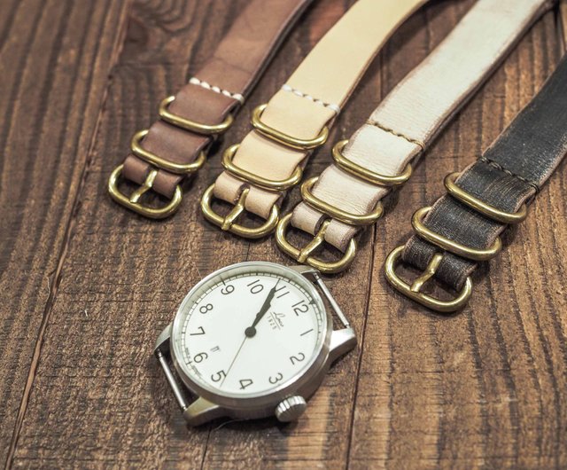 Vintage leather 2024 nato strap