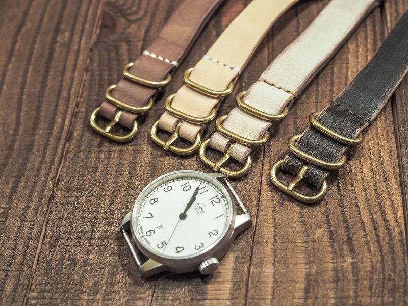 Leather NATO Watch Strap leather military watch strap - สายนาฬิกา - หนังแท้ 