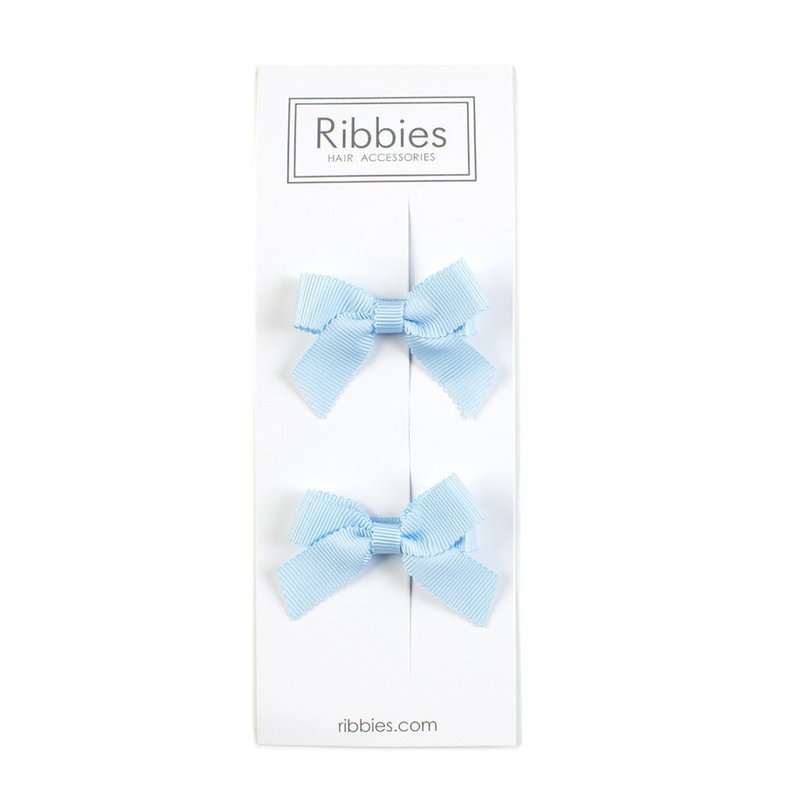 英國Ribbies 經典蝴蝶結2入組-淺藍 - 髮夾/髮圈 - 聚酯纖維 