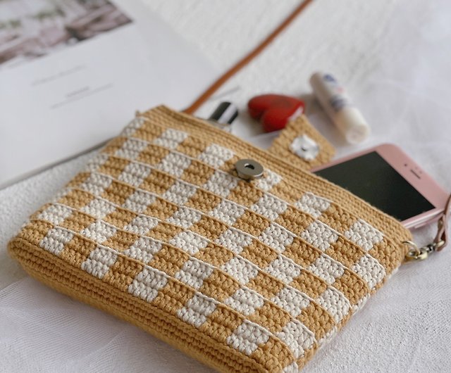 Woven Checkerboard Side Back Small Bag/Korean Weaving/Side