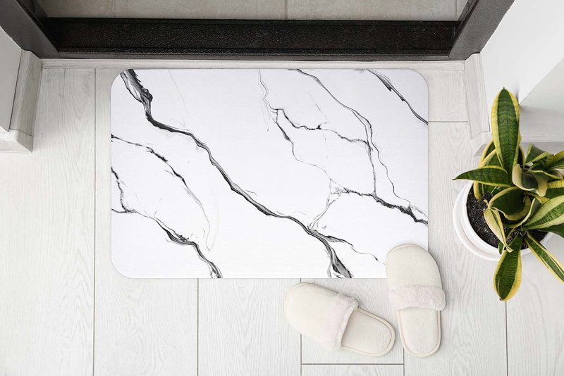 Black and White Marble - Diatomaceous Earth Mat (Hard) - Rugs & Floor Mats - Other Materials 