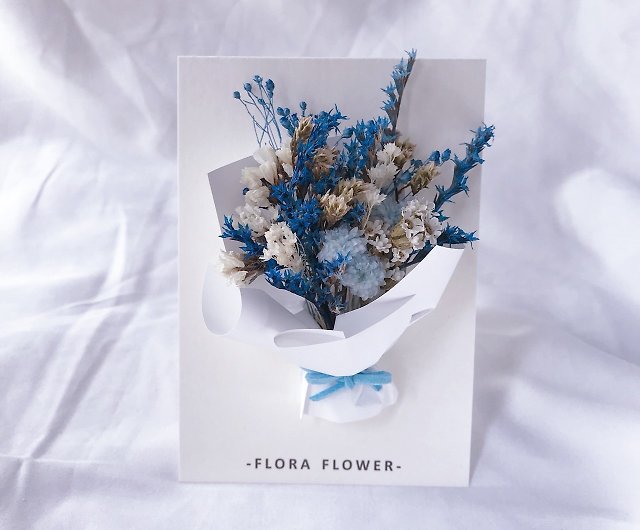 乾燥花卡片 藍白色系 設計館flora Flower 卡片 明信片 Pinkoi
