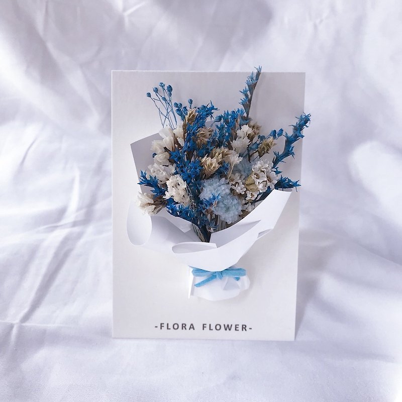 Flora Flower ドライフラワー カード -ブルーと白 - カード・はがき - 寄せ植え・花 ブルー