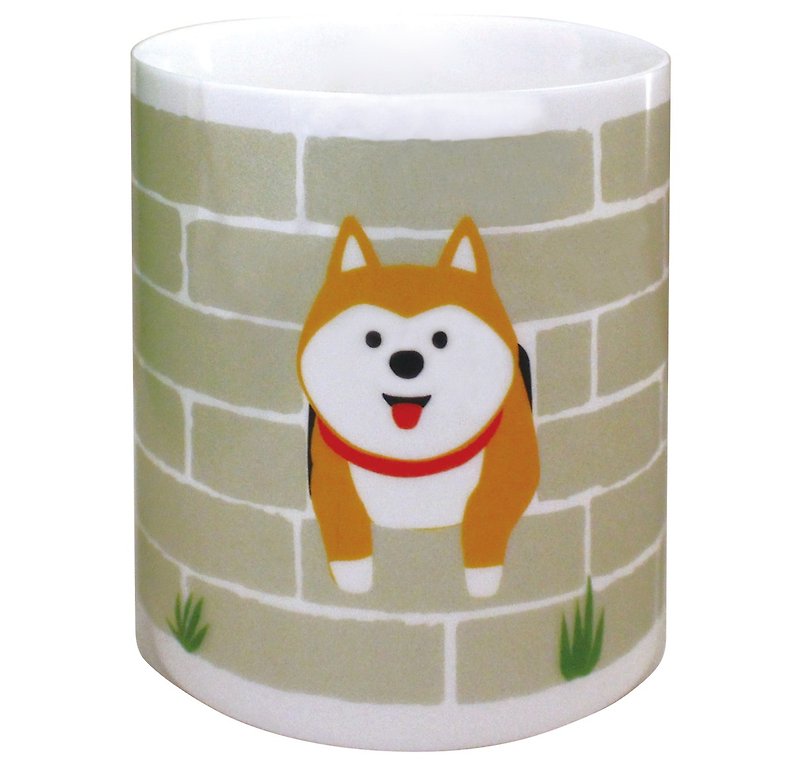 【Japan Decole】 concombre say HI hi mug ★ Chai dog pattern - Mugs - Pottery Silver