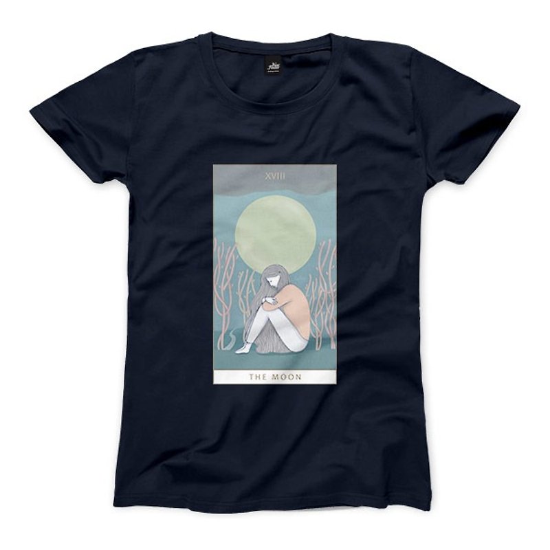 XVIII | The Moon - dark blue - Women's T-Shirt - เสื้อยืดผู้หญิง - ผ้าฝ้าย/ผ้าลินิน 