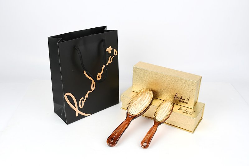 黃金梳組(大+小) | 潘朵拉的美妝盒(附黑色提袋) - 化妝掃/鏡子/梳子 - 其他金屬 金色