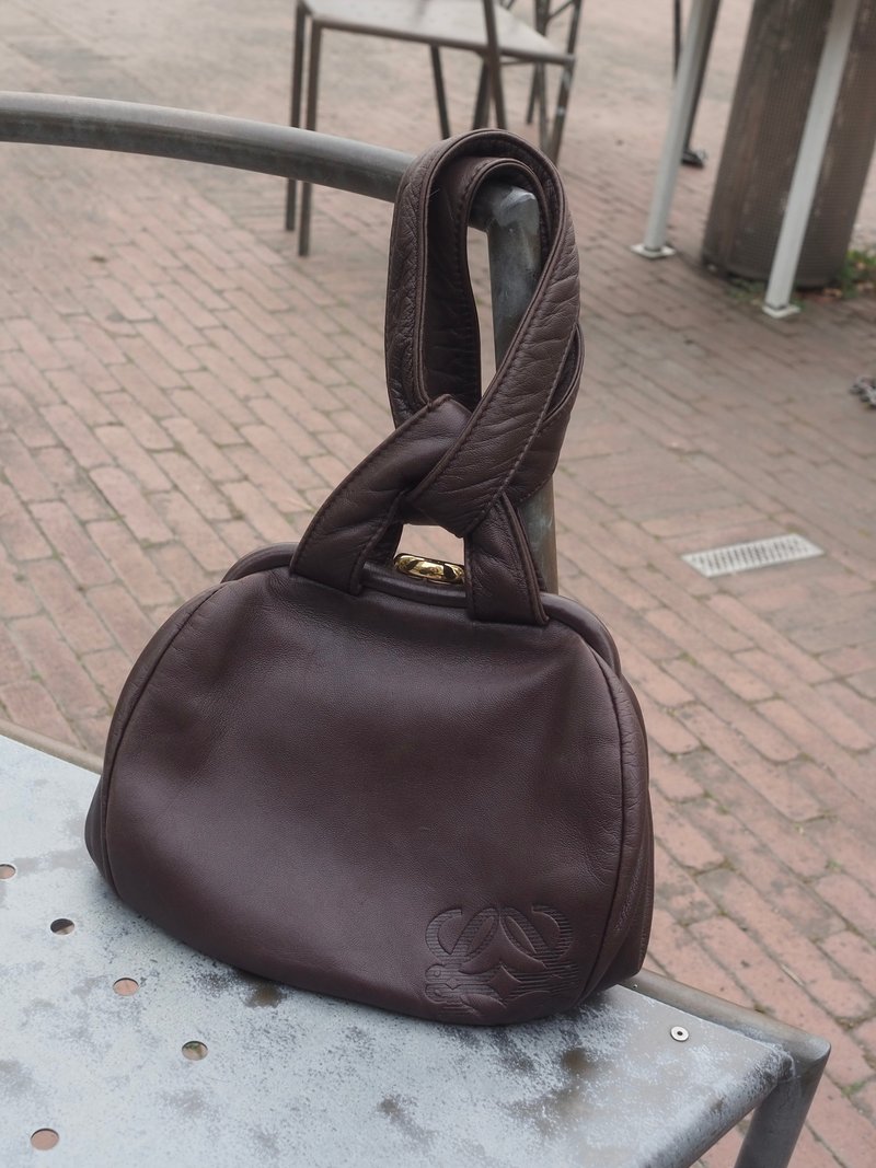 LOEWE ロエベ アナグラム ハンドバッグ ブラウン レザー ヴィンテージ - 手提包/手提袋 - 真皮 咖啡色