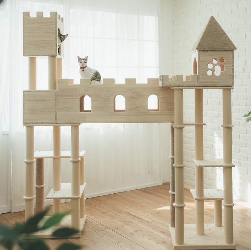 【XL04】MiCHA DreamWorks - Lego Concept Cat Jumping Platform - Happy Castle - Scratchers & Cat Furniture - Wood Gold