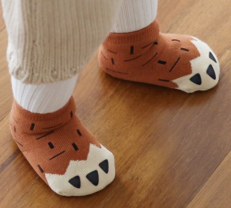 Good day blossoming / Happy Prince baby lion baby socks made in Korea - ถุงเท้าเด็ก - เส้นใยสังเคราะห์ สีส้ม
